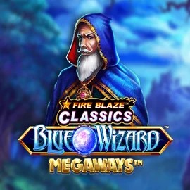Logo of Fire Blaze Blue Wizard Megaways from Rarestone Gaming at Whamoo Casino